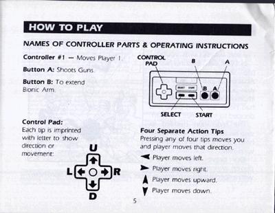 Bionic Commando manual page 5!
